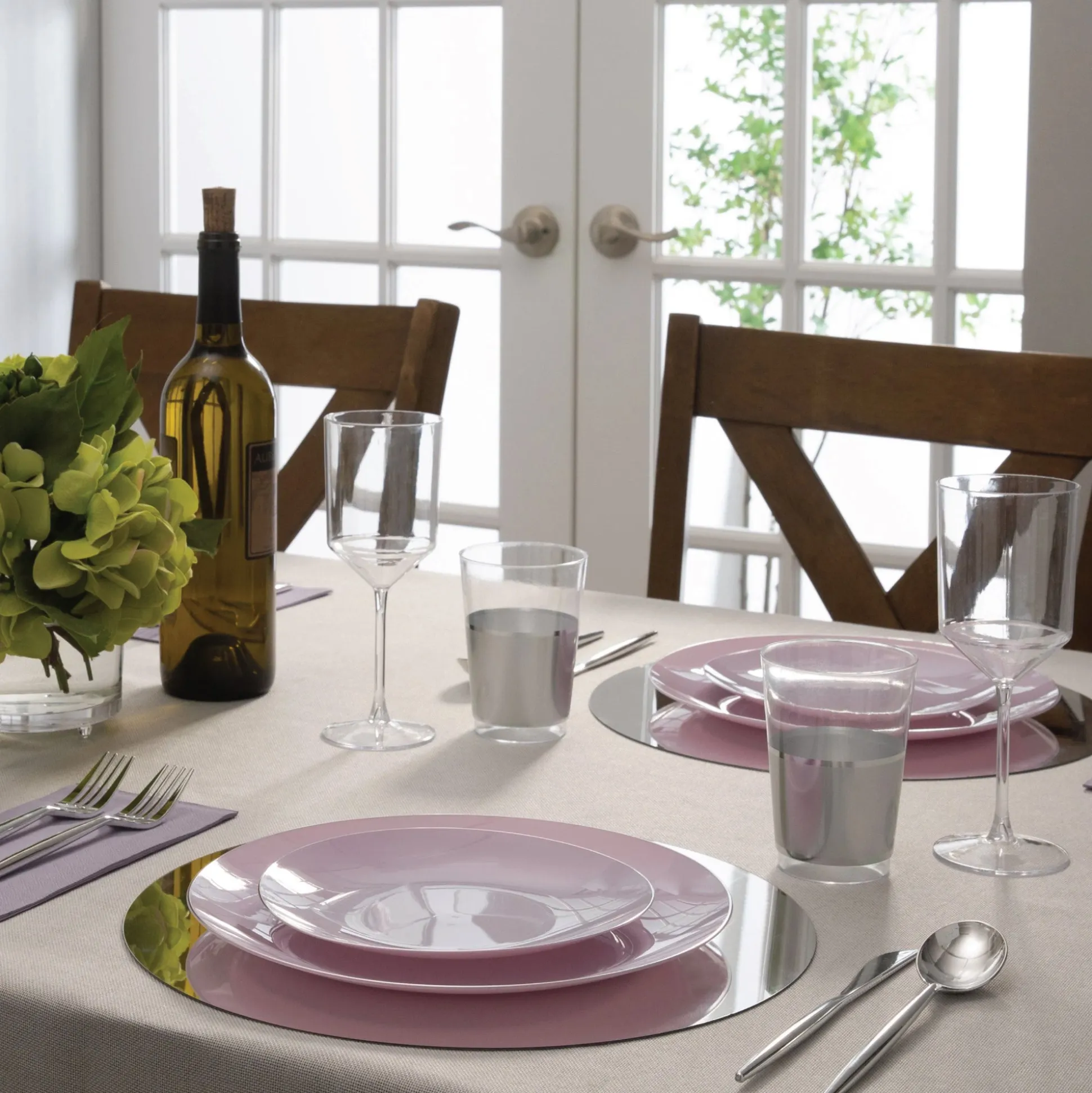 Lavender & Silver Rim Plastic Dinner Plates 10ct