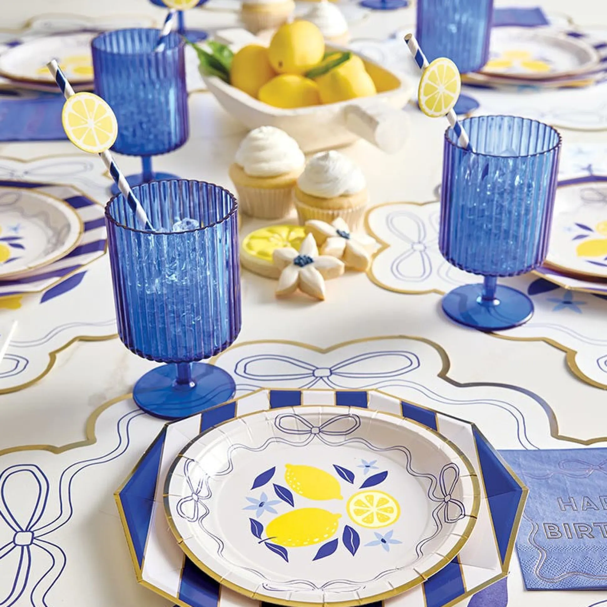 Lemon Grove Blue Bow Placemats 24ct