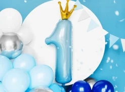 Light Blue Prince Foil Number 1 Balloon 35.5in