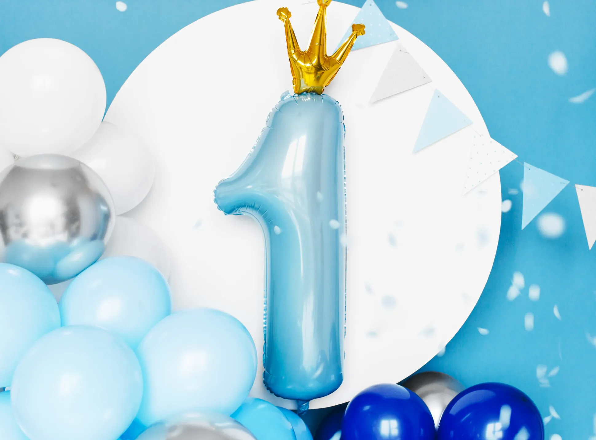 Light Blue Prince Foil Number 1 Balloon 35.5in