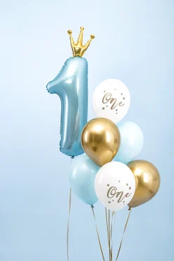 Light Blue Prince Foil Number 1 Balloon 35.5in