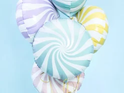 Light Blue Swirly Lollipop Foil Balloon 14in