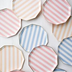 Light Pink Cabana Striped Dinner Plates 8ct