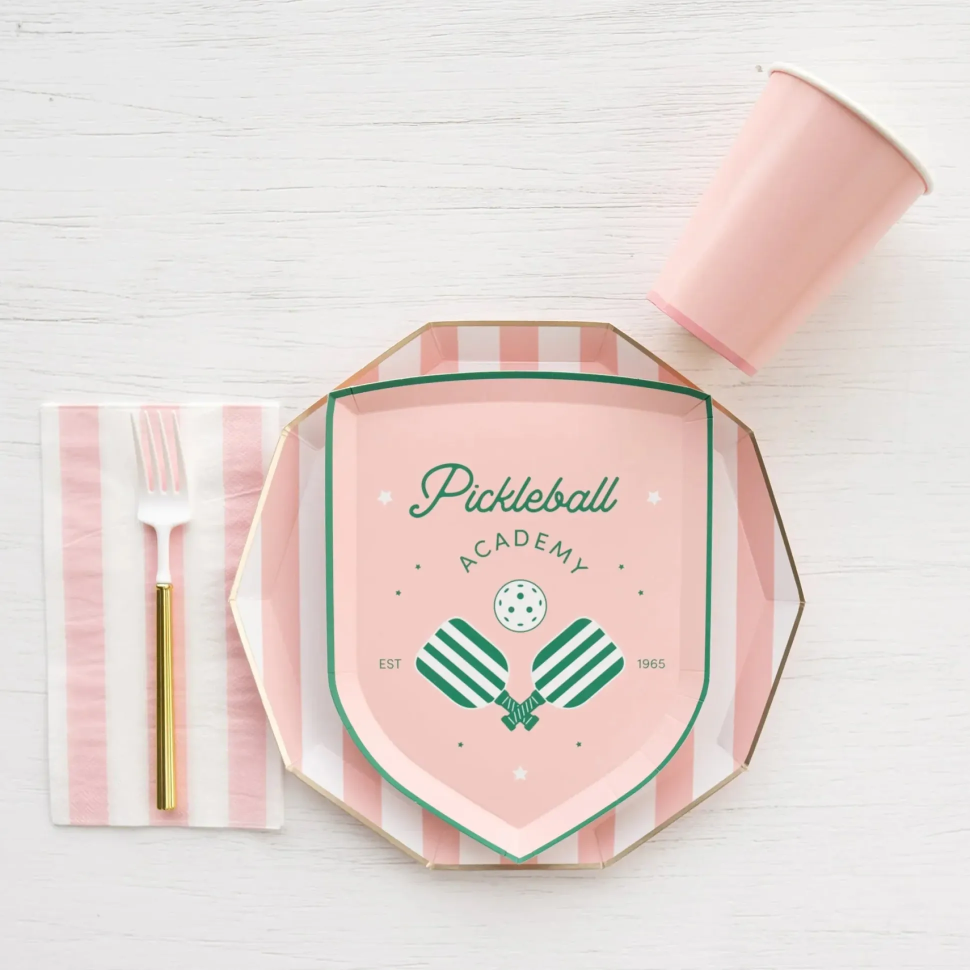 Light Pink Cabana Striped Dinner Plates 8ct