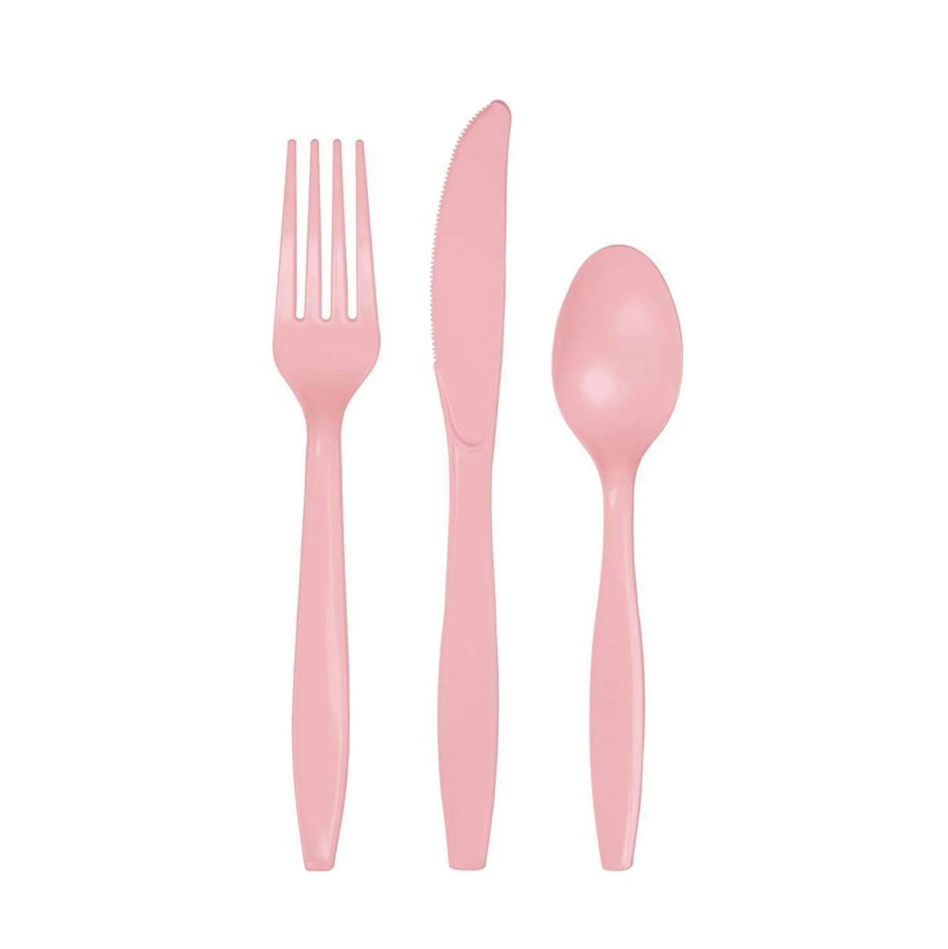 Light Pink Premium Plastic Cutlery Set for 8