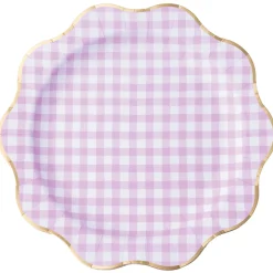 Lilac Gingham Dinner Plates 8ct