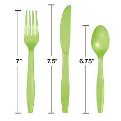 Lime Green Plastic Cutlery Set for 8