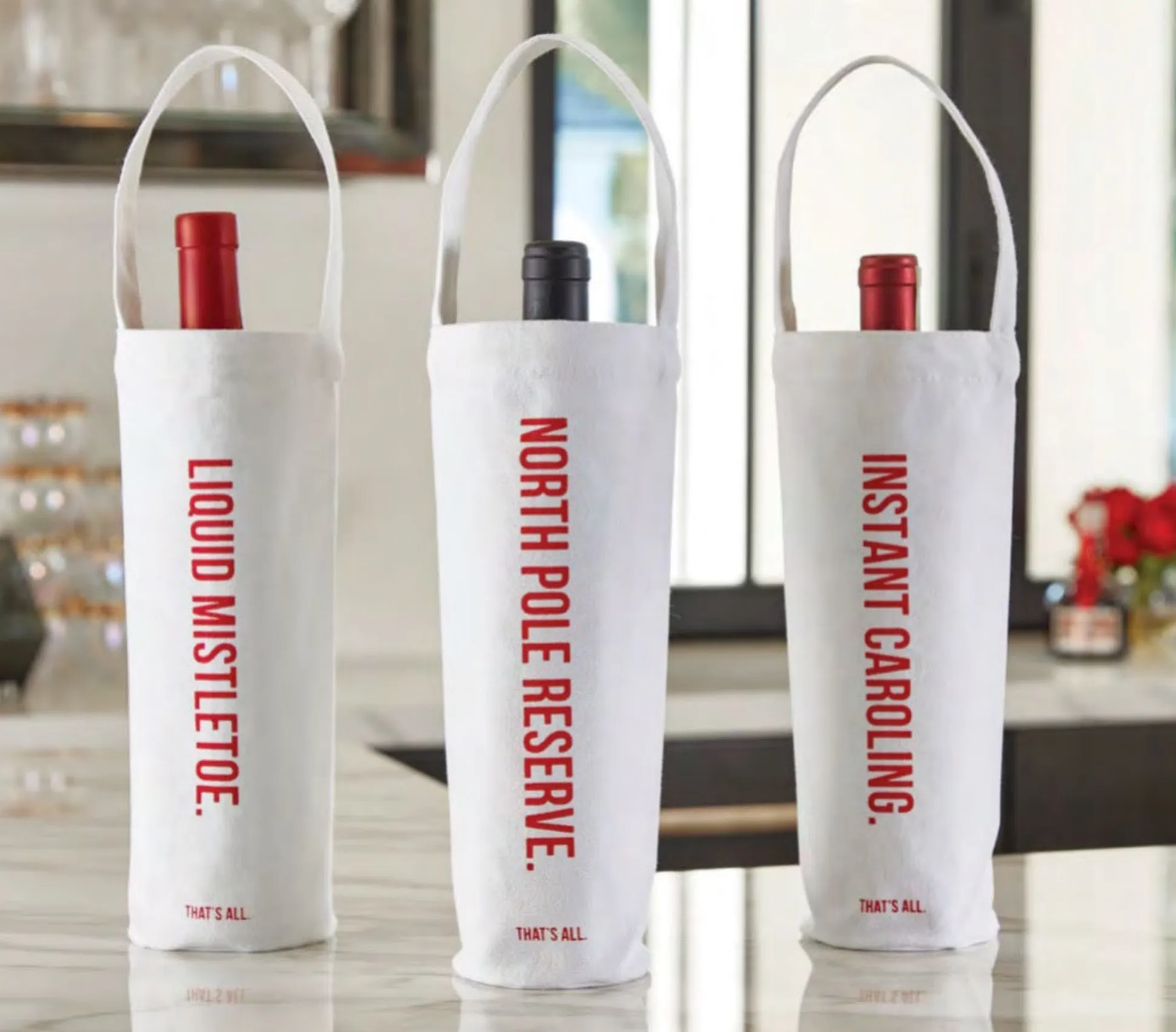 Liquid Mistletoe Canvas Wine Bottle Bag 1ct