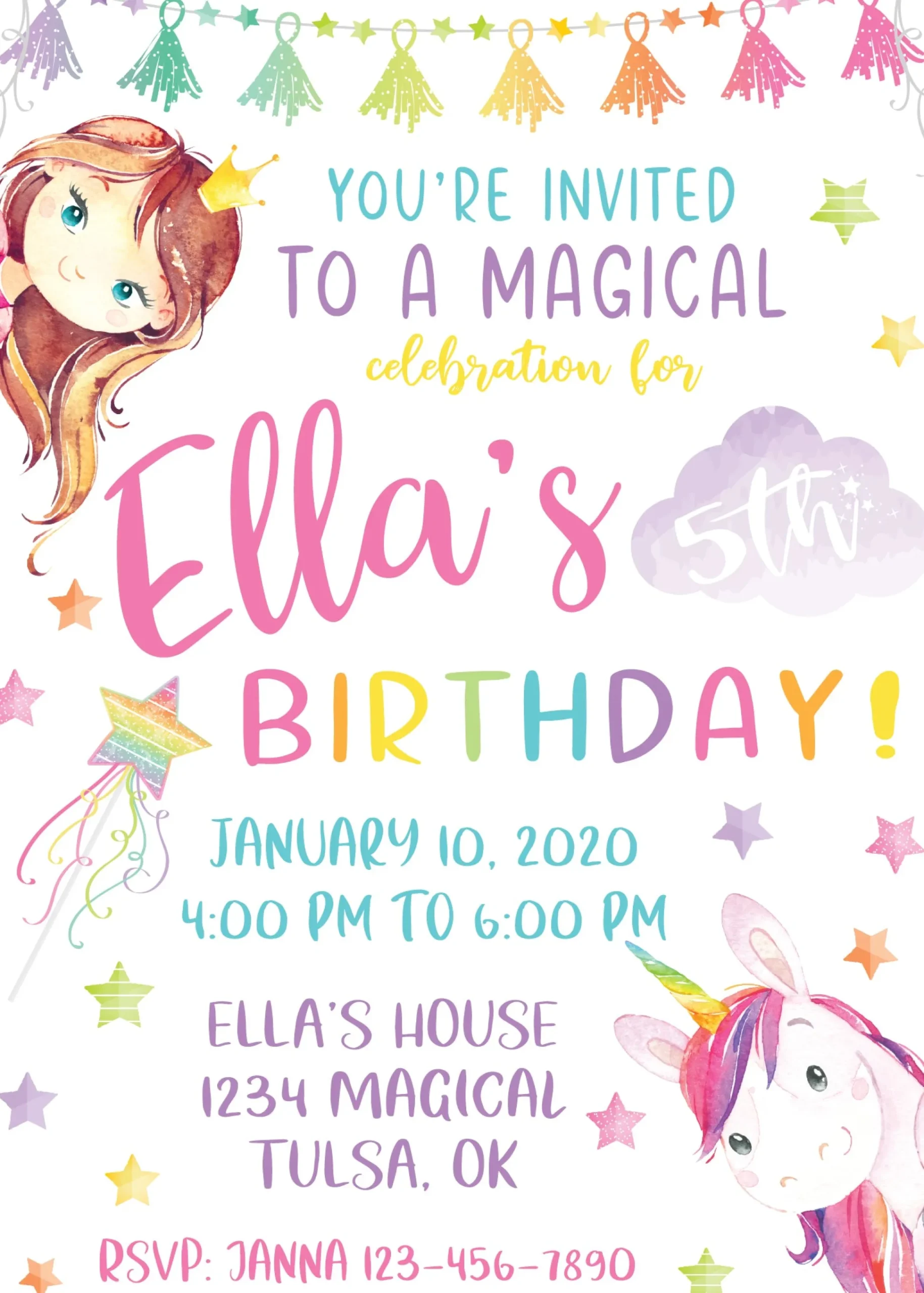Magical Unicorn Birthday Party Invitation