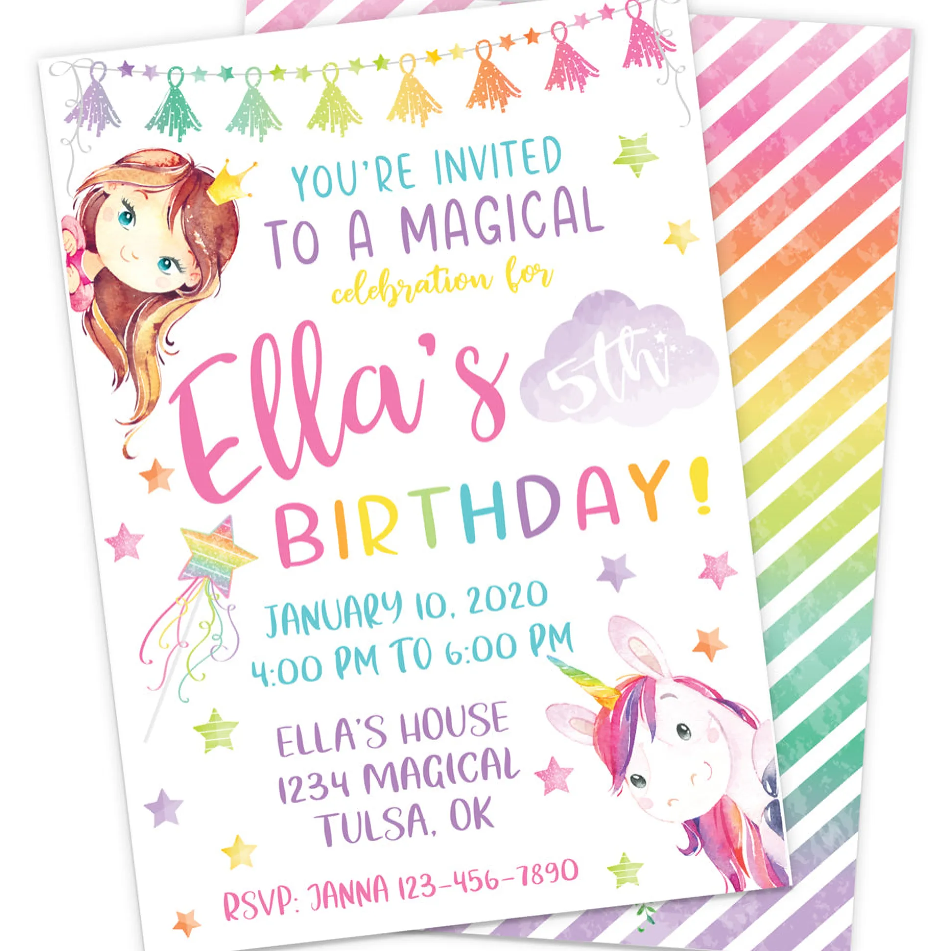 Magical Unicorn Birthday Party Invitation