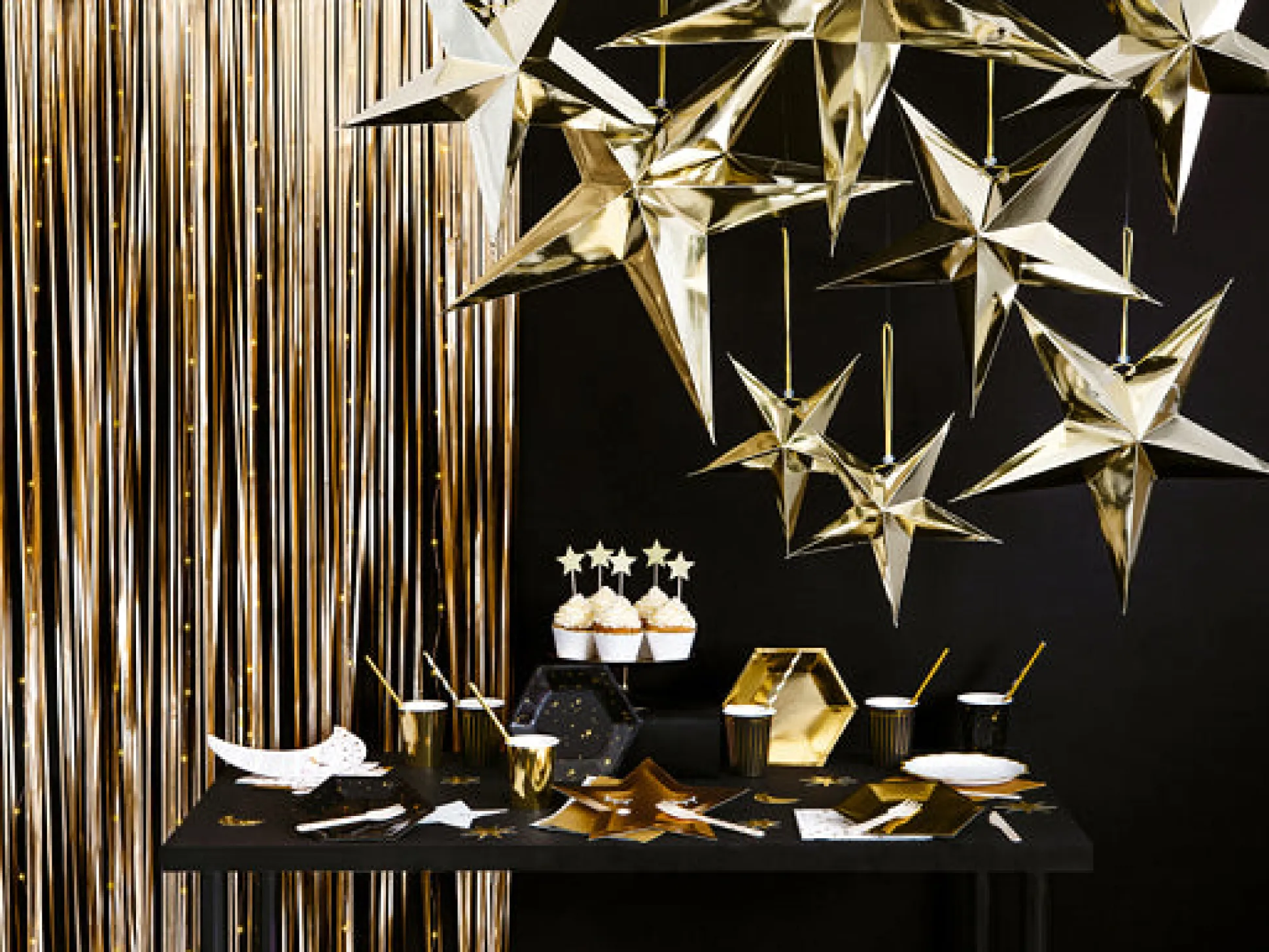 Matte Gold Fringe Curtain