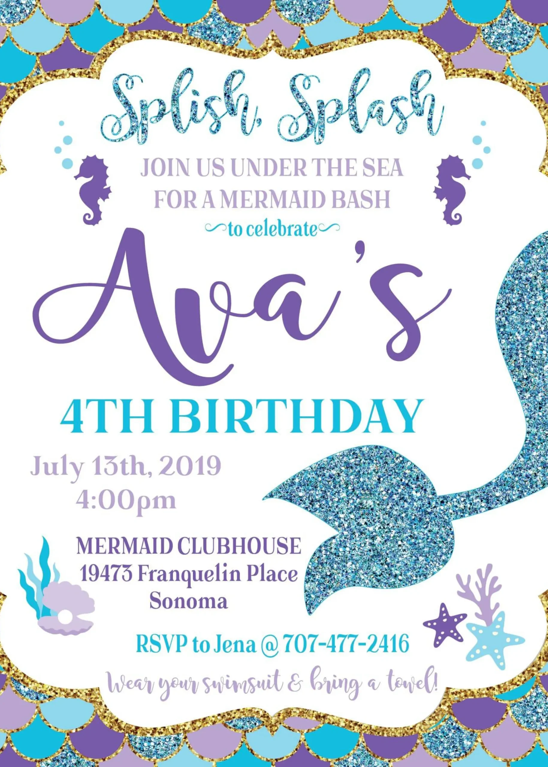 Mermaid Birthday Party Invitation