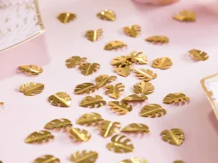 Metallic Gold Tropical Leaf Confetti