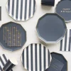 Midnight Blue Cabana Striped Dinner Plates 8ct