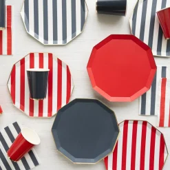 Midnight Blue Cabana Striped Dinner Plates 8ct