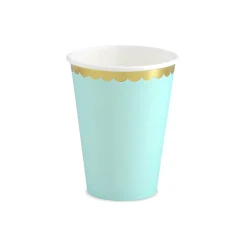 Mint Green & Gold Scalloped Paper Cups 6ct
