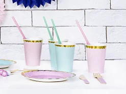 Mint Green & Gold Scalloped Paper Cups 6ct