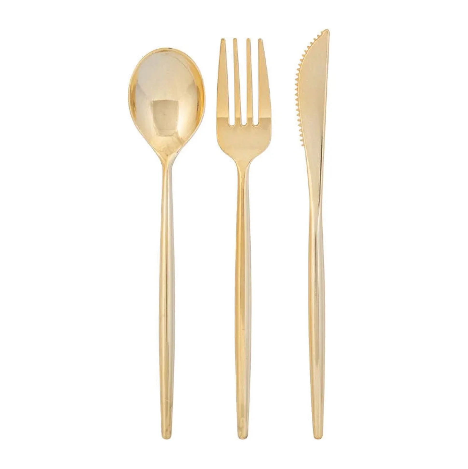 Modern Gold Plastic Cutlery Set for 10