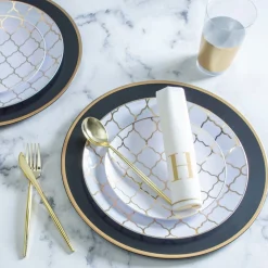Modern Gold Plastic Cutlery Set for 10