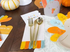Modern Gold Plastic Cutlery Set for 10