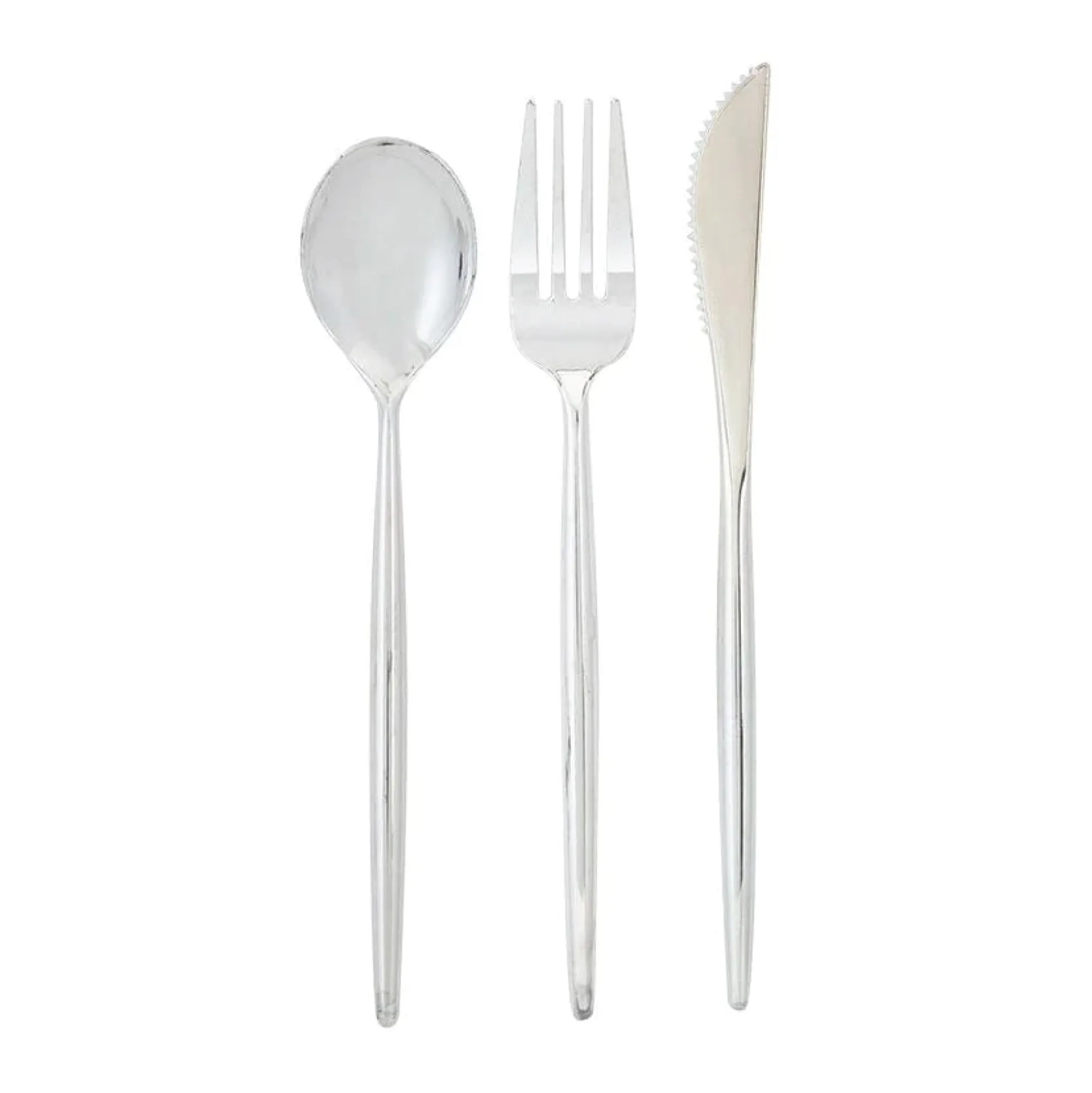 Modern Silver Plastic Cutlery Set for 10