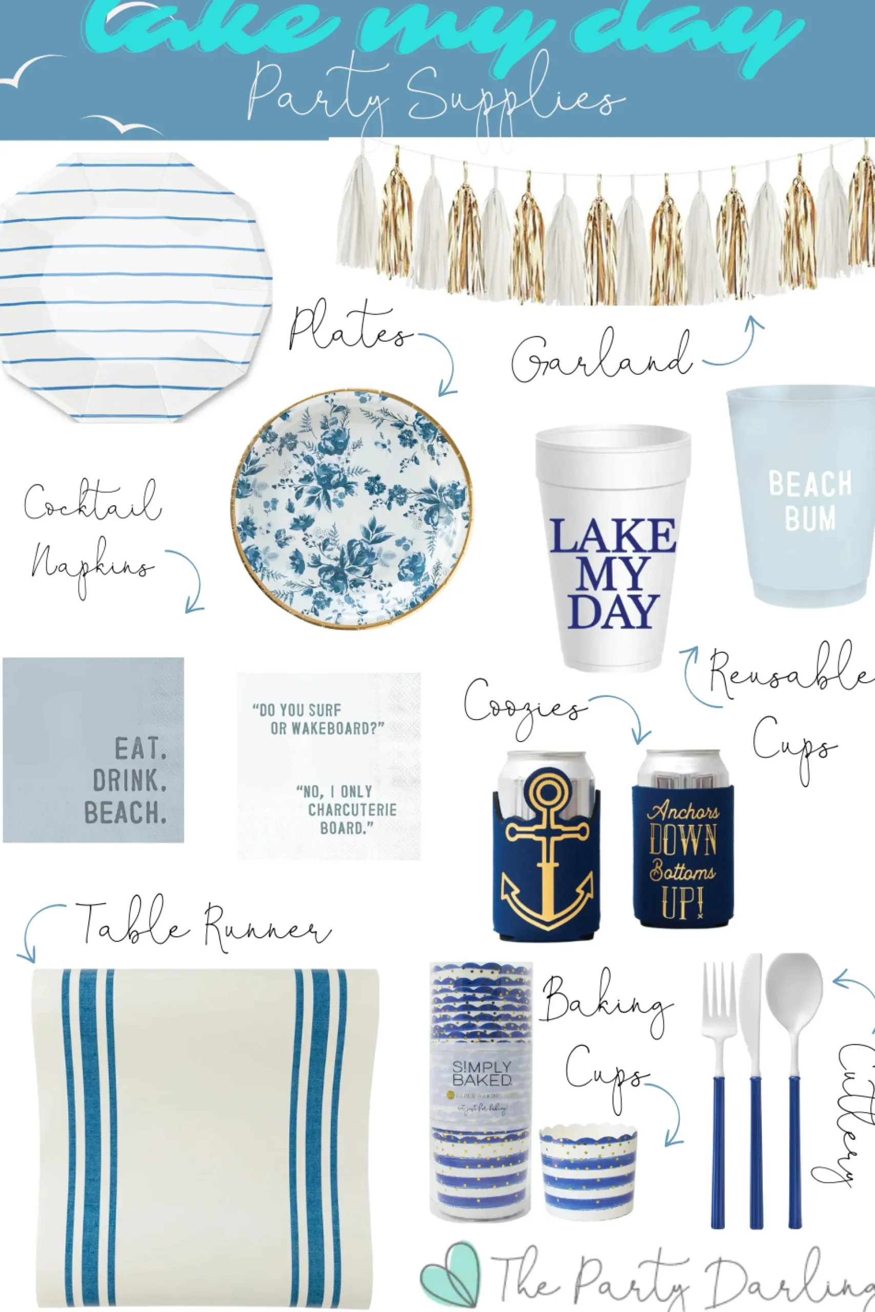 Nautical Anchors Down Bottoms Up Can Coozie