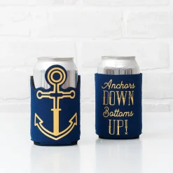 Nautical Anchors Down Bottoms Up Can Coozie