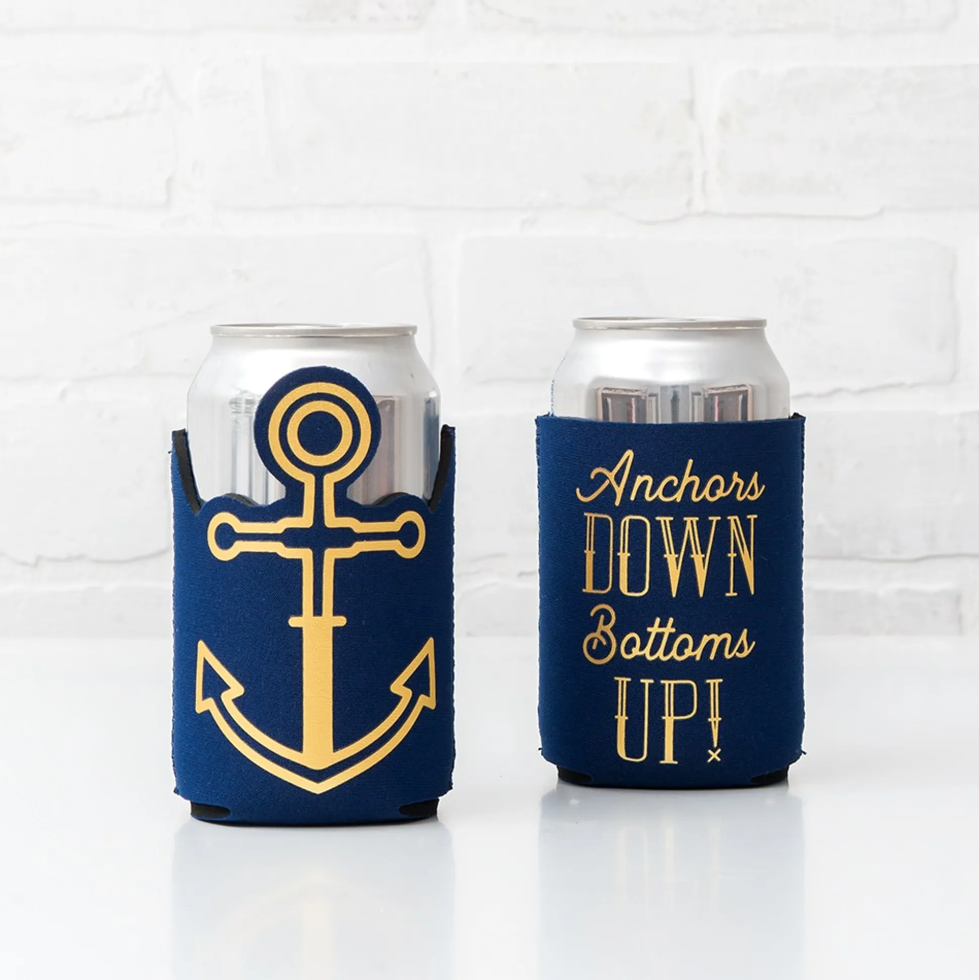 Nautical Anchors Down Bottoms Up Can Coozie