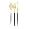 Navy & Gold Plastic Cutlery Set for 8