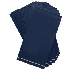 Navy & Gold Stripe Paper Guest Towels 16ct