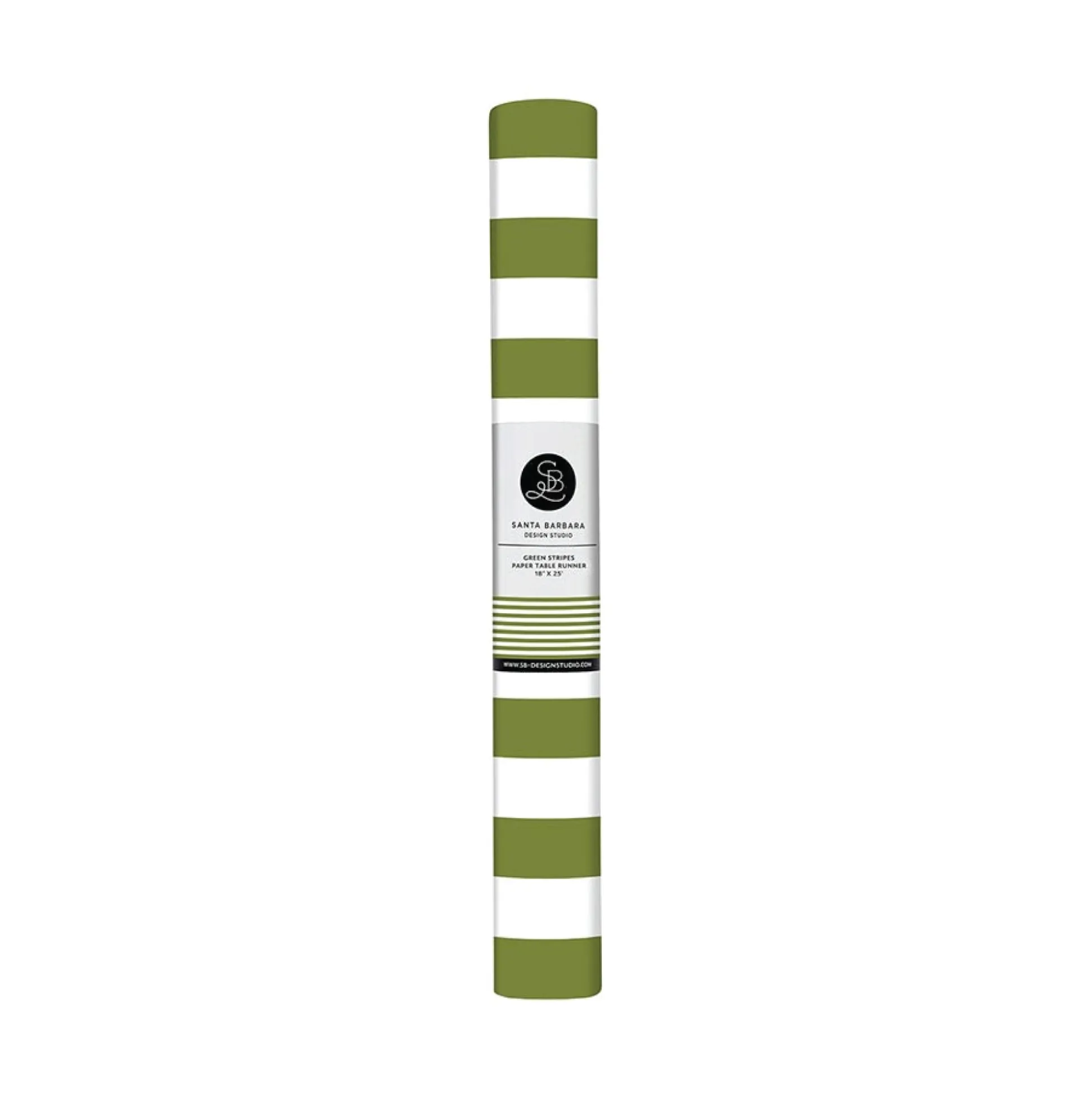 Olive Green Striped Table Runner 25ft