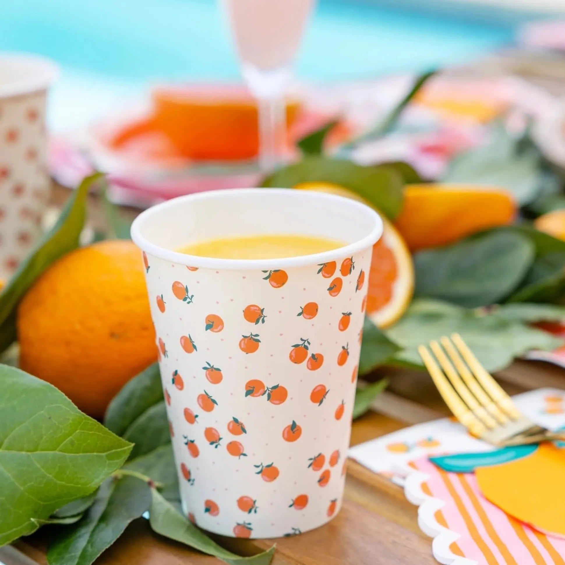 Orange Grove Party Paper Cups 8ct