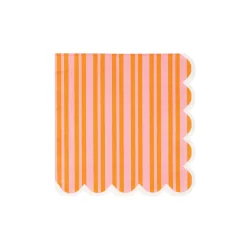 Orange & Pink Striped Dessert Napkins 24ct