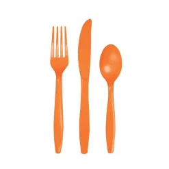 Orange Premium Plastic Cutlery Set for 8