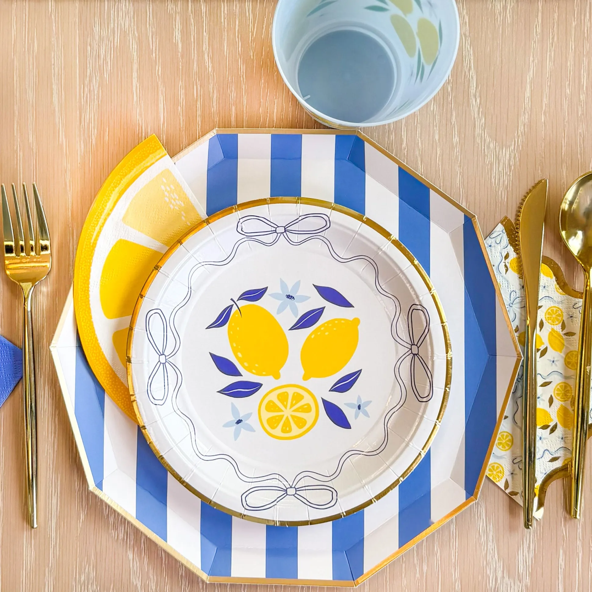 Palisades Blue Cabana Striped Dinner Plates 8ct