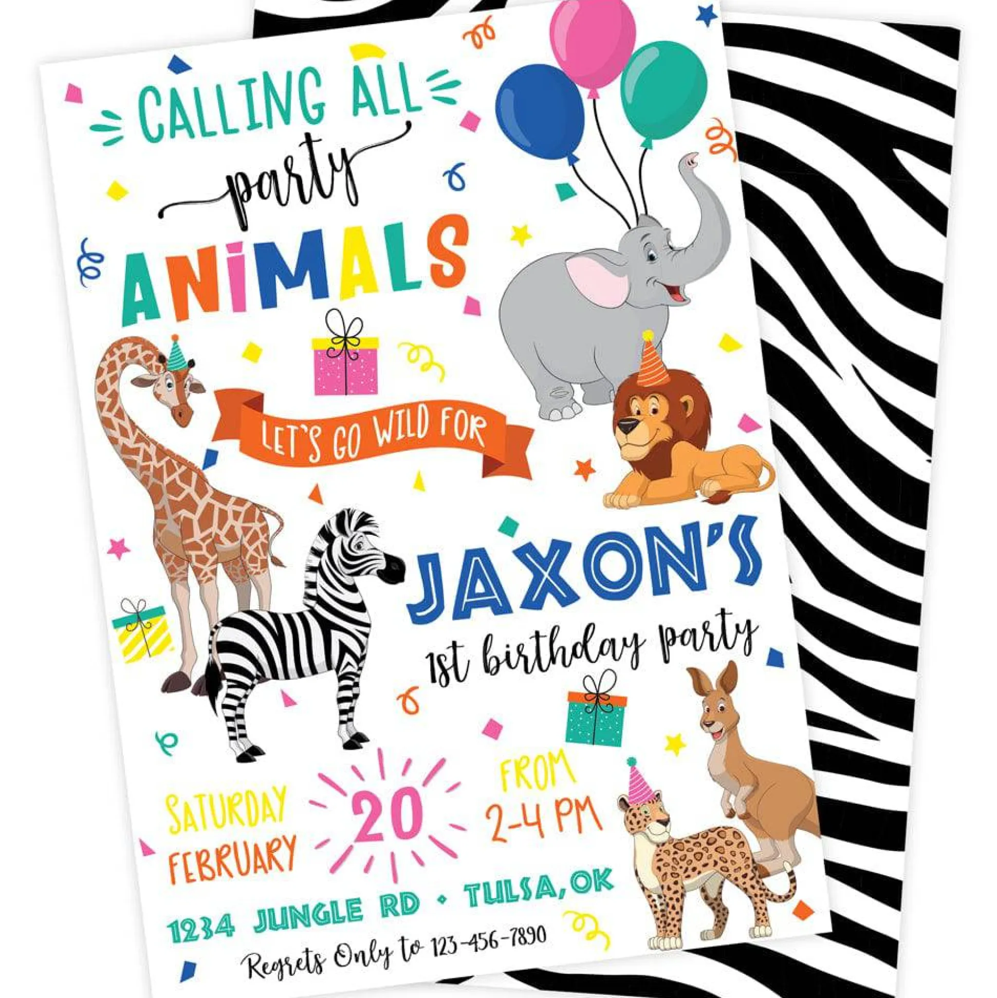 Party Animals Birthday Party Invitation