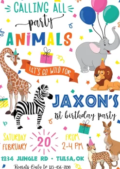 Party Animals Birthday Party Invitation