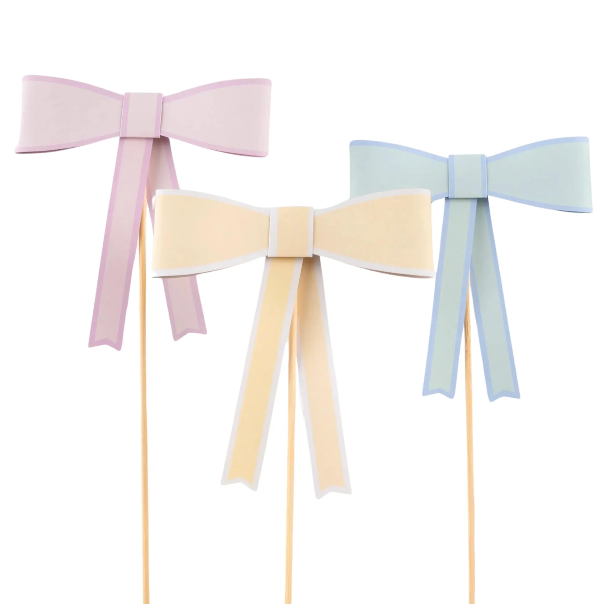 Pastel Bow Cake Toppers 3ct