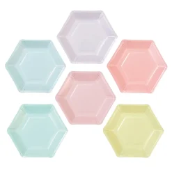 Pastel Hexagonal Dessert Plates 12ct