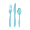 Pastel Light Blue Premium Plastic Cutlery Set for 8