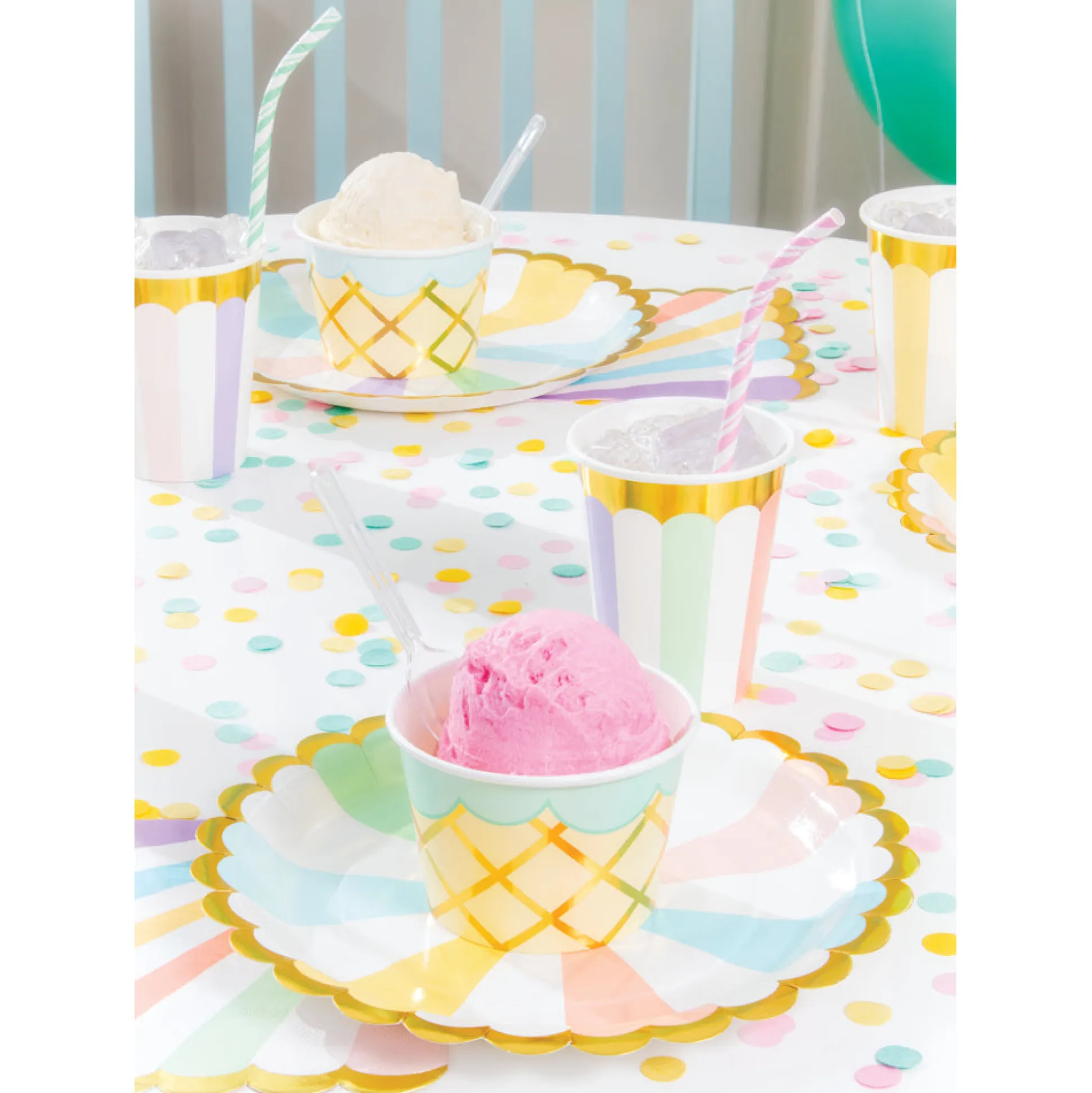 Pastel Striped Paper Cups 8ct