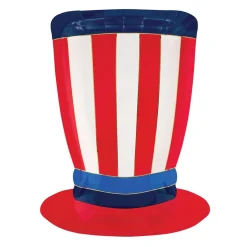 Patriotic Uncle Sam Hat Shaped Lunch Plates 8ct