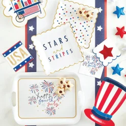 Patriotic Uncle Sam Hat Shaped Lunch Plates 8ct