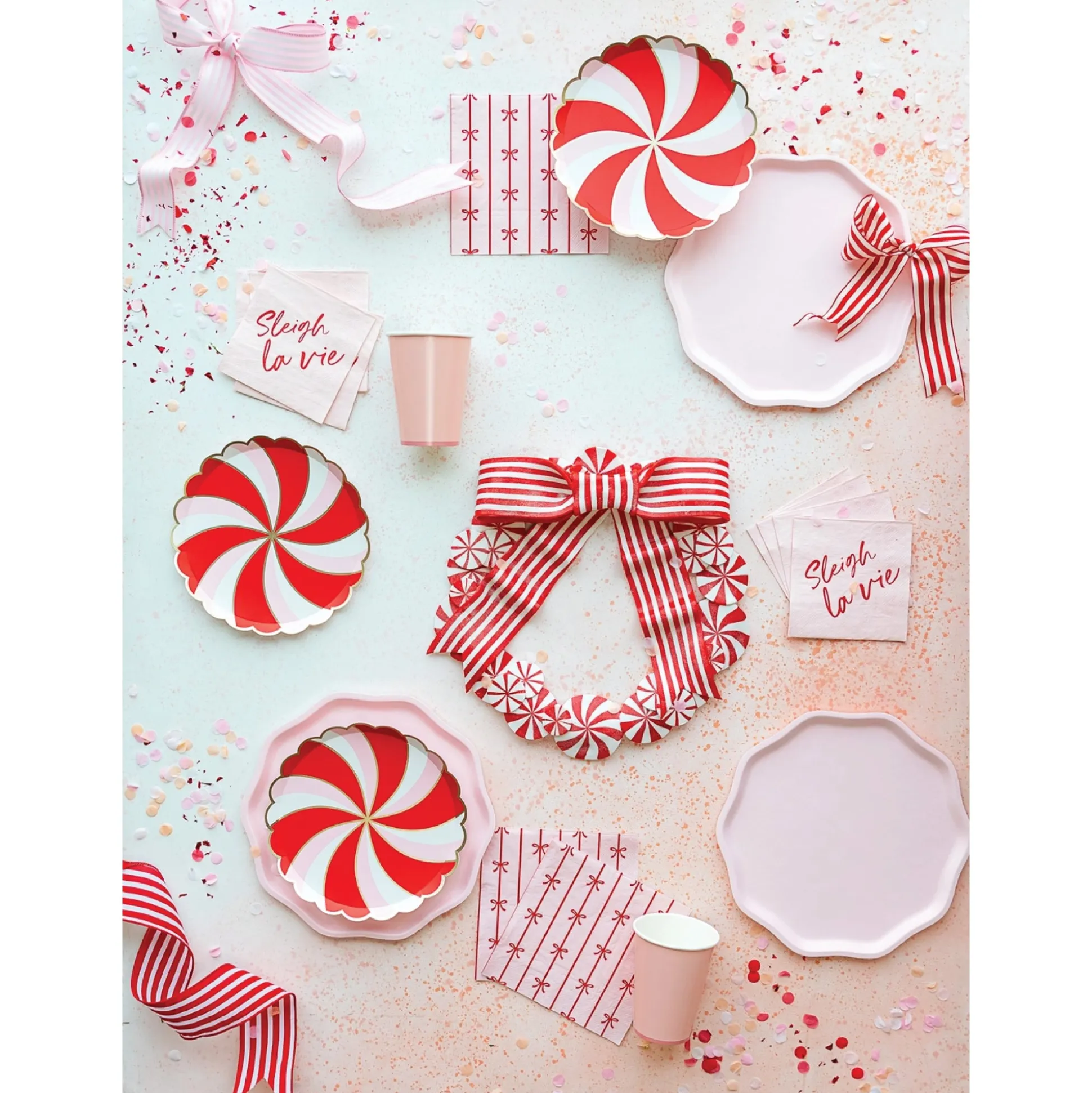 Peppermint Candy Scalloped Dessert Plates 8ct
