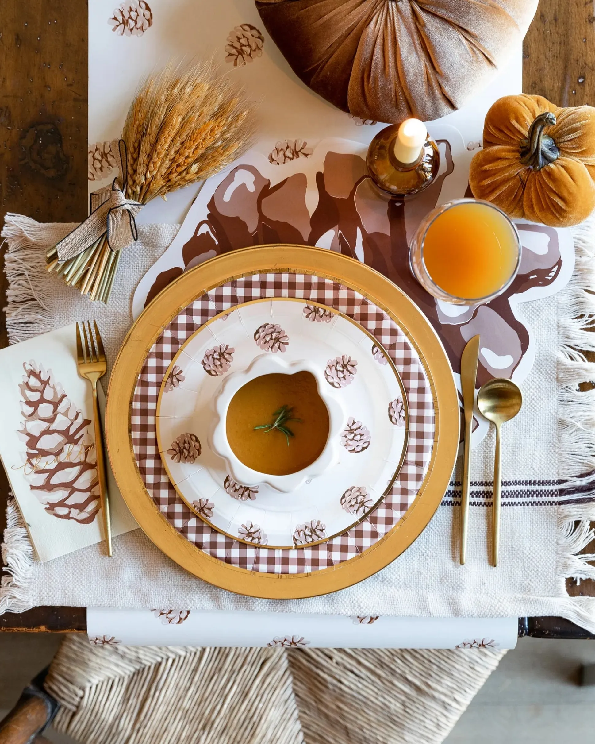 Pine Cone Paper Placemats 12ct