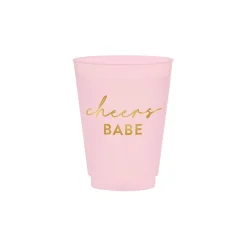Pink Cheers Babe Frosted Plastic Cups 6ct