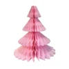 Pink Christmas Tree Honeycomb Paper Centerpiece 12in