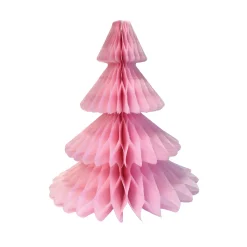 Pink Christmas Tree Honeycomb Paper Centerpiece 12in