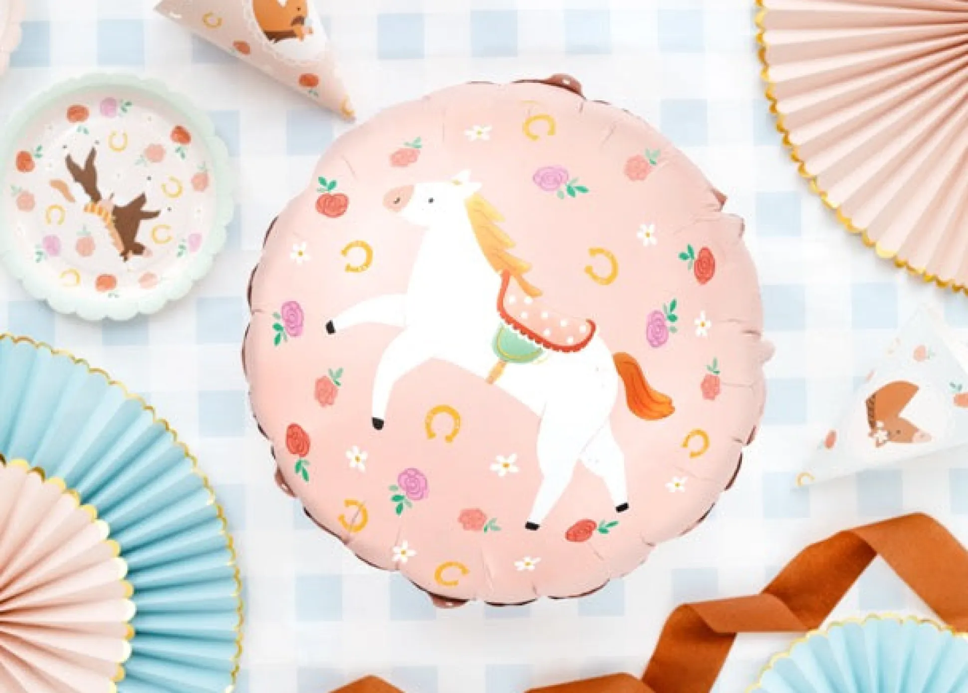 Pink Floral Horse Foil Balloon 18in