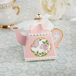 Pink Floral Tea Time Favor Boxes 24ct